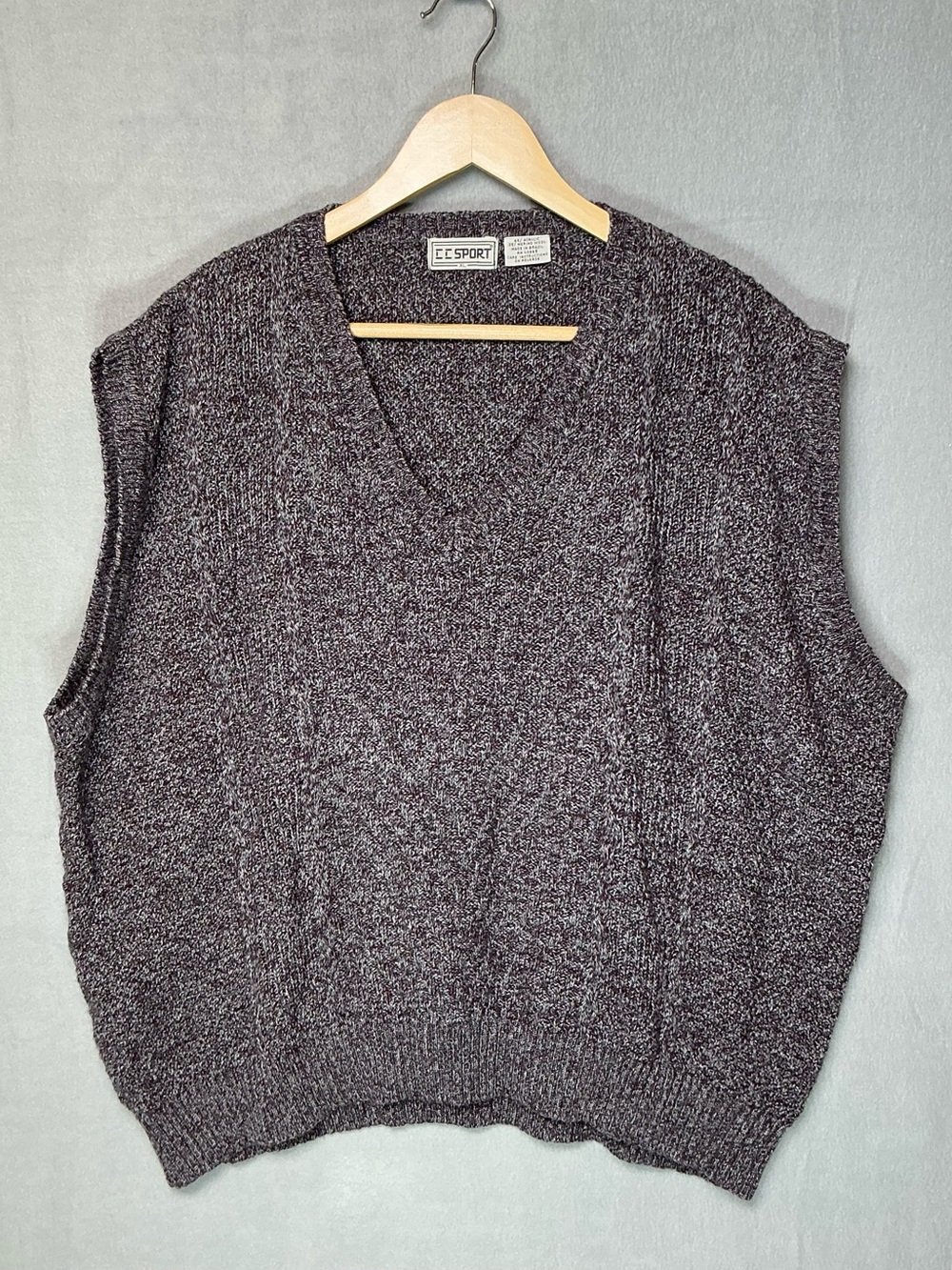 CC Sport V-Neck Sweater Vest XL Vintage Merino Wool Blend Made in Brazil Unisex